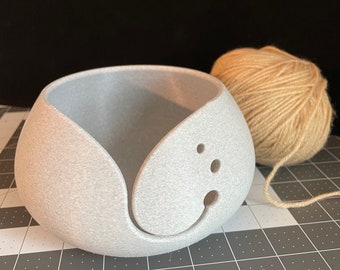 3D Printed Yarn Bowl: Marble PLA, Knitting Crochet Accessory