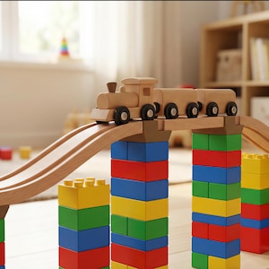 3D gedruckte Zugspur zu Bausteinverbinder | Brio, IKEA, Duplo Kompatibel