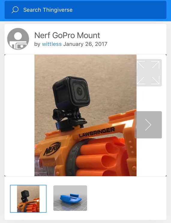 Nerf GoPro Mount imprimé en 3D Accessoires Nerf Accessoires GoPro -   France