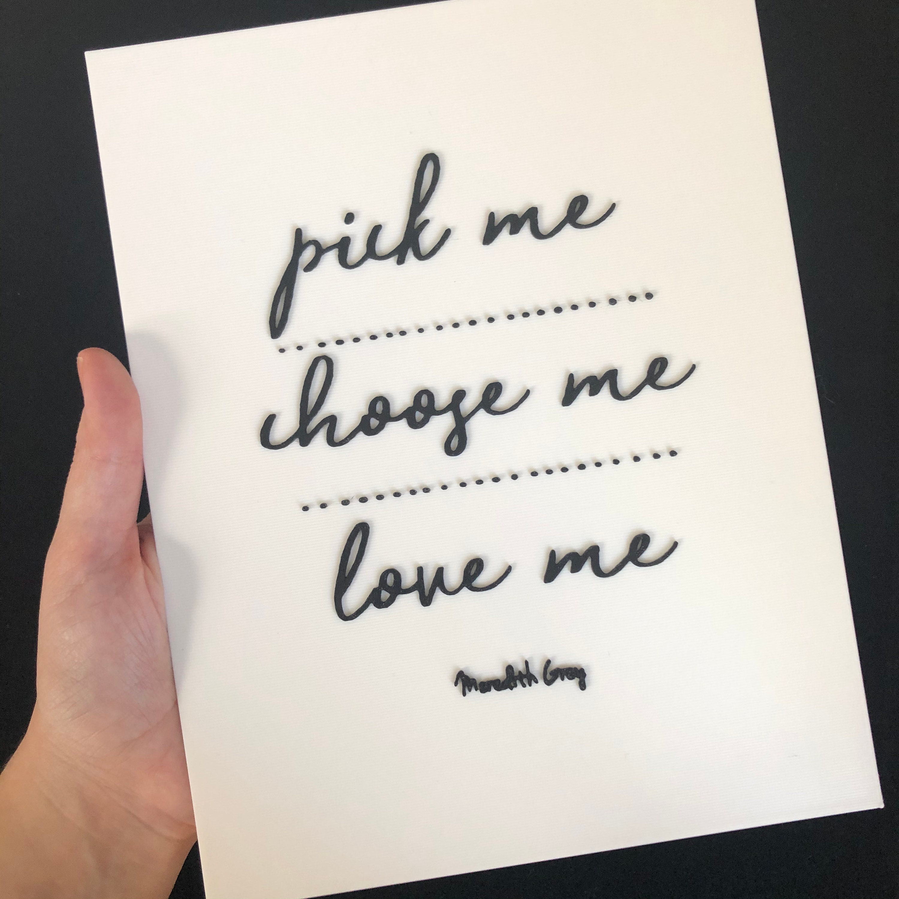 Pick Me Choose Me Love Me Meredith Grey Grey S Etsy