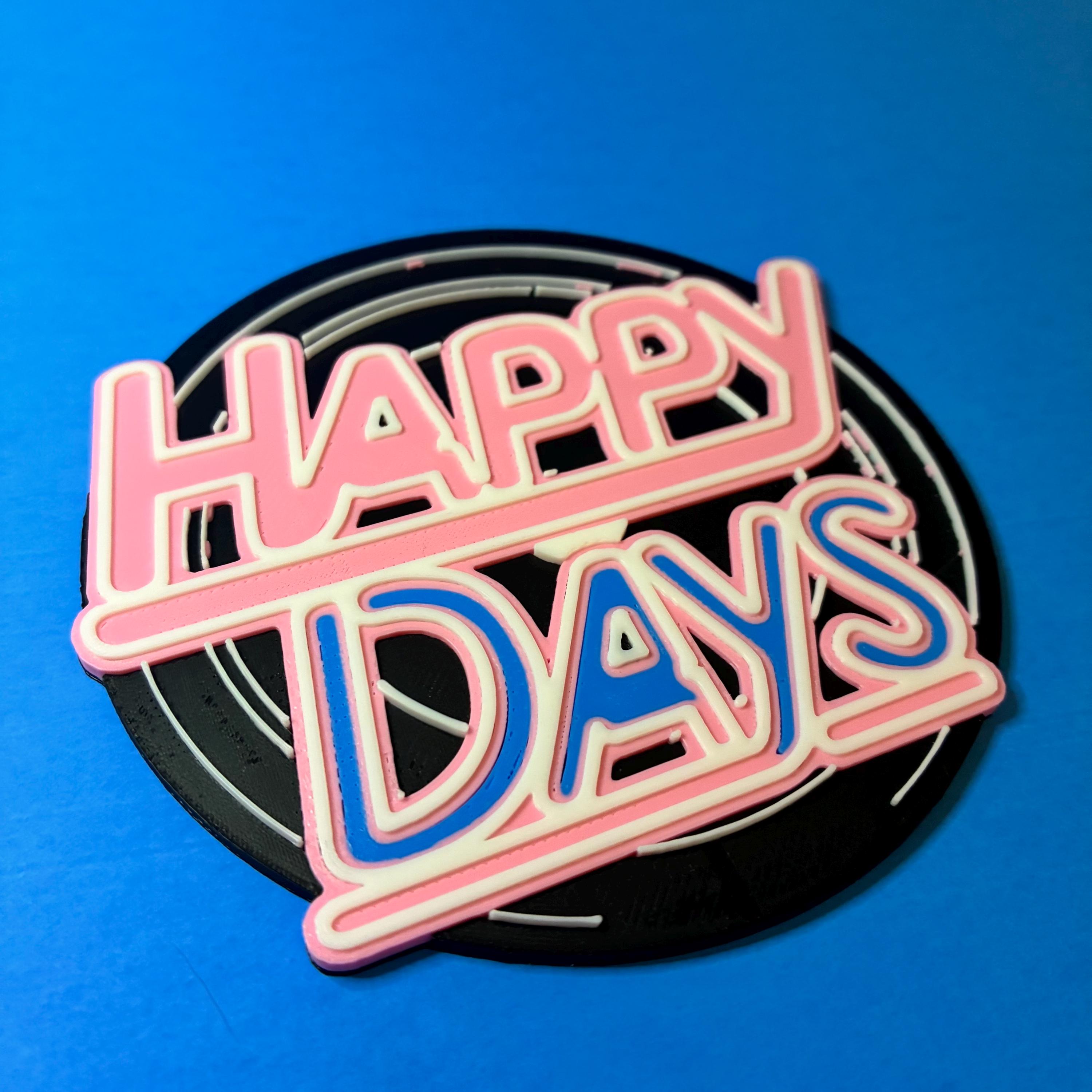 Happy Days TV Show Sign: 3D Printed Retro Sitcom Decor - Etsy Denmark