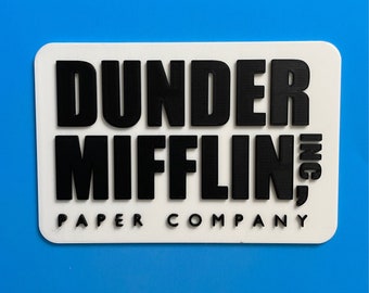 White “Dunder Mifflin” | The Office Logo 3D Printed Sign/Plaque