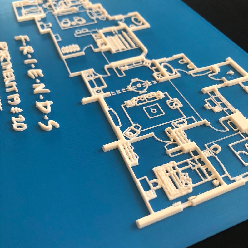 FRIENDS tv Show Apartments 19 & 20 Blue Print 3D Printed image 4