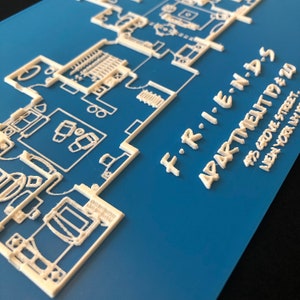 FRIENDS tv Show Apartments 19 & 20 Blue Print 3D Printed image 3