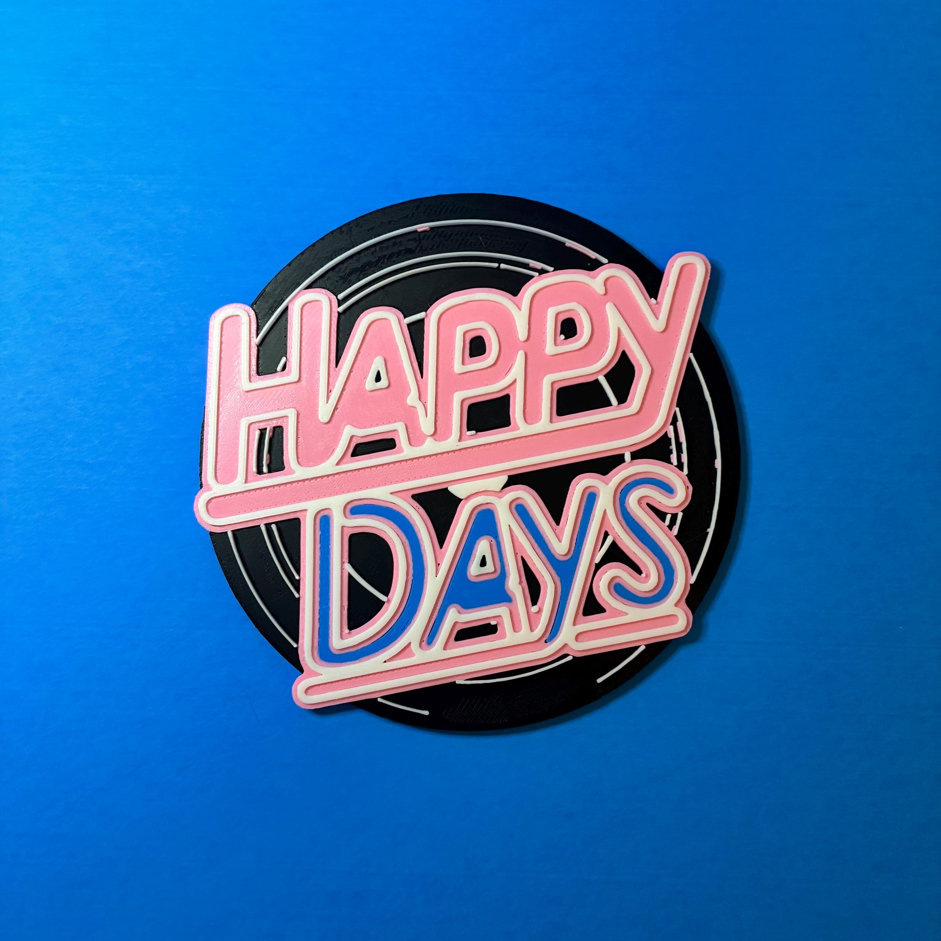 ハッピーデイズTV番組の看板：3Dプリントのレトロなシットコム装飾 - Etsy 日本, image size:3000x3000