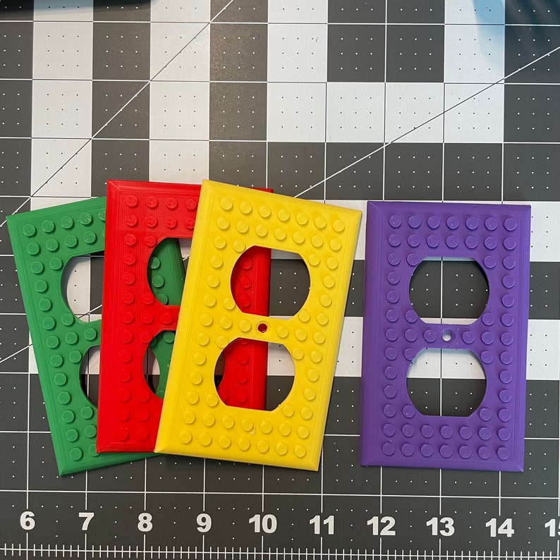 Brick Build Light Switch Plate Cover 3D Printed Kids Room Decor Building Blocks Fan Gift Light Switch Plates 画像 2