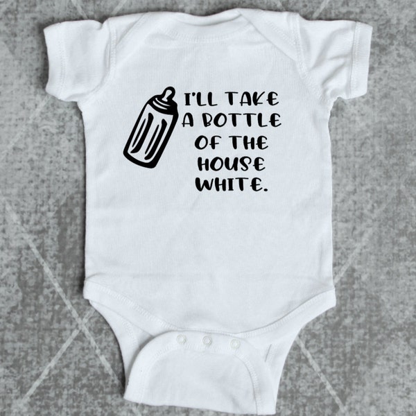 I'll take a bottle of the house white onesie, baby bottle, white, funny, mom wine