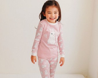 Bunny Pajamas for 1 to 6 years old, Kids Jammies for Bunny Lovers, Toddler Girls Rabbit Pajamas, Baby Pajama Sets