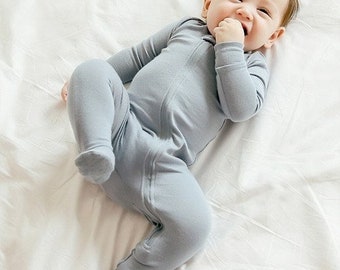 Baby Footed Sleepers, Baby Footie Pajama in Powder Blue, Mint and Navy