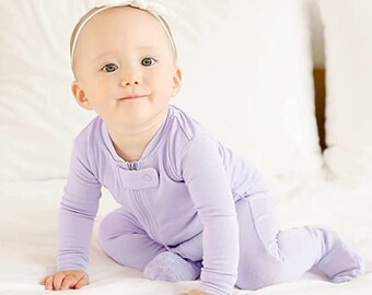 Baby Footed Sleepers, Baby Footie Pajama in Lilac, Lavender & Purple