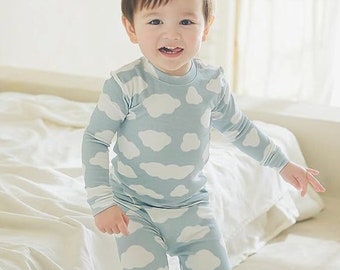 New Arrivals! Modal Cloud Baby, Toddler and Kids Tencel Pajama Sets (Sky, Navy, Brown, Grey, Latte, Pink, Indi Pink)