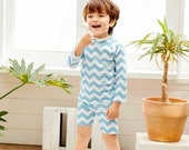 Matching Baby and Kids UV Swimsuit. Zig Zag Sky One piece Swimsuit for Newborn to age 2 Two pieces for Girls to age 7, Rash Guard Swimsuit