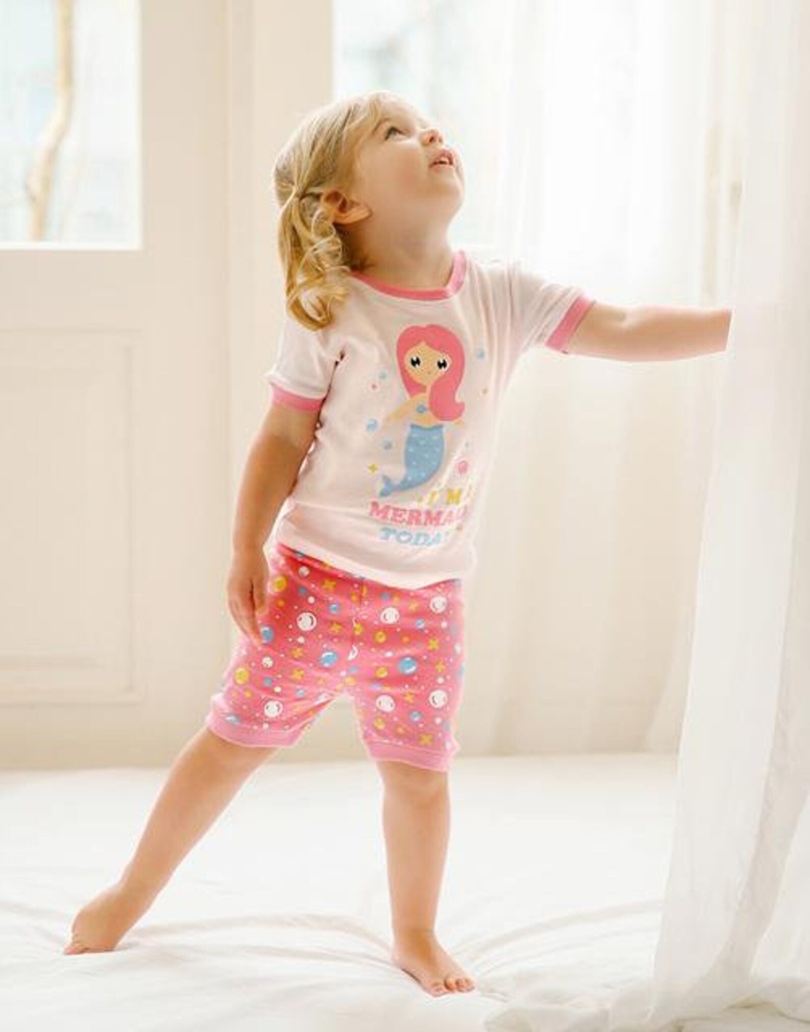 Mermaid Navy & Pink Pajamas for 1 to 7 years old Girls Etsy