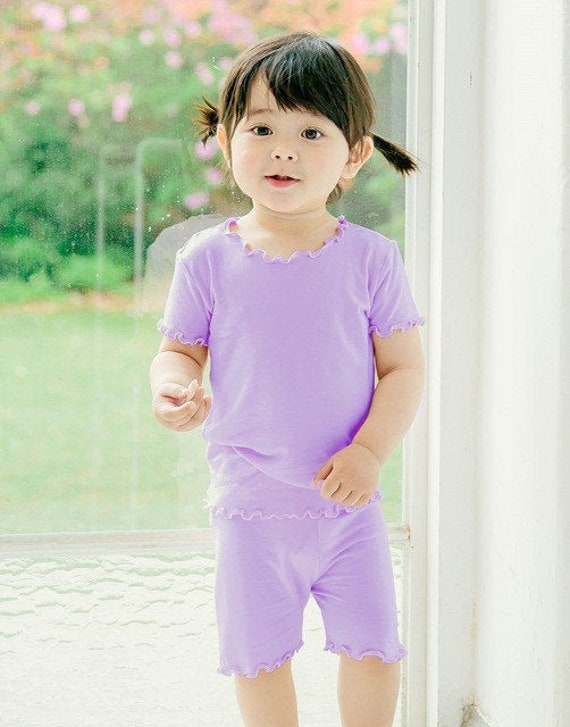 Shirring Summer Girls Pajama for 1 to 12 Years, Toddler Short