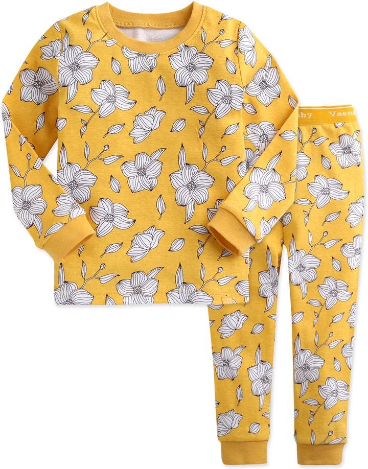 Spring Flower PajamaSets for 1 to 6 years old Kids Yellow | Etsy