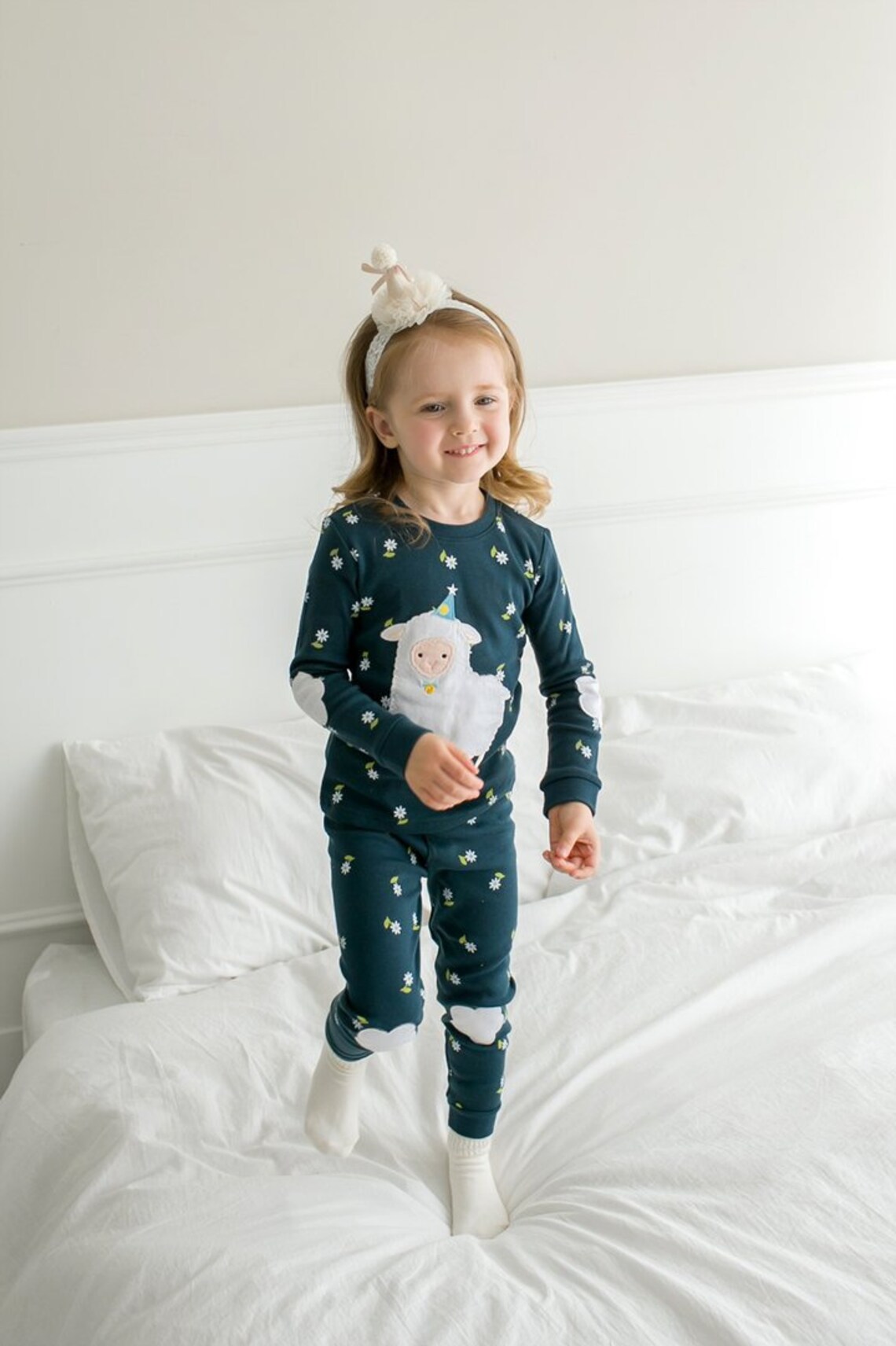 Lamb Patch Long Sleeve Pajama Sets for 1 to 7 Years Old Kids Etsy