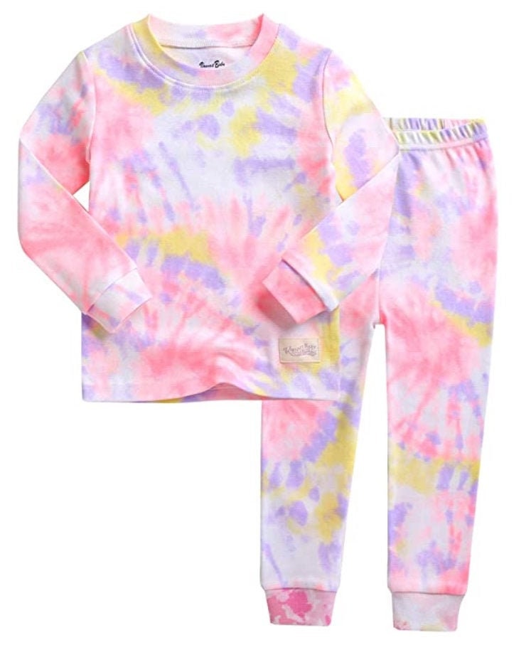 Tie Dye Kids Toddler and Baby Pajama Sets neon Pink Purple | Etsy