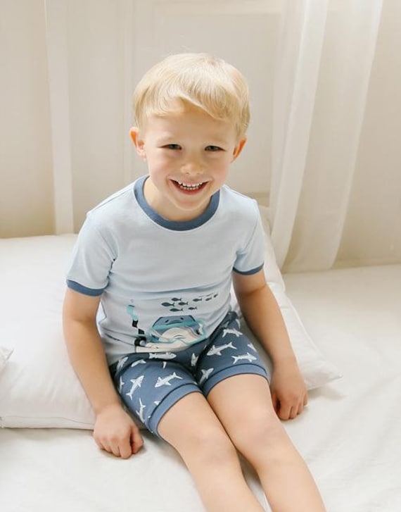  Pijamas para niños, ropa de dormir de 2 a 12 años con diseño de  dinosaurio, avión, tiburones, ropa de dormir para niños, 4 unidades,  tiburón corto Wathetblue : Ropa, Zapatos y Joyería