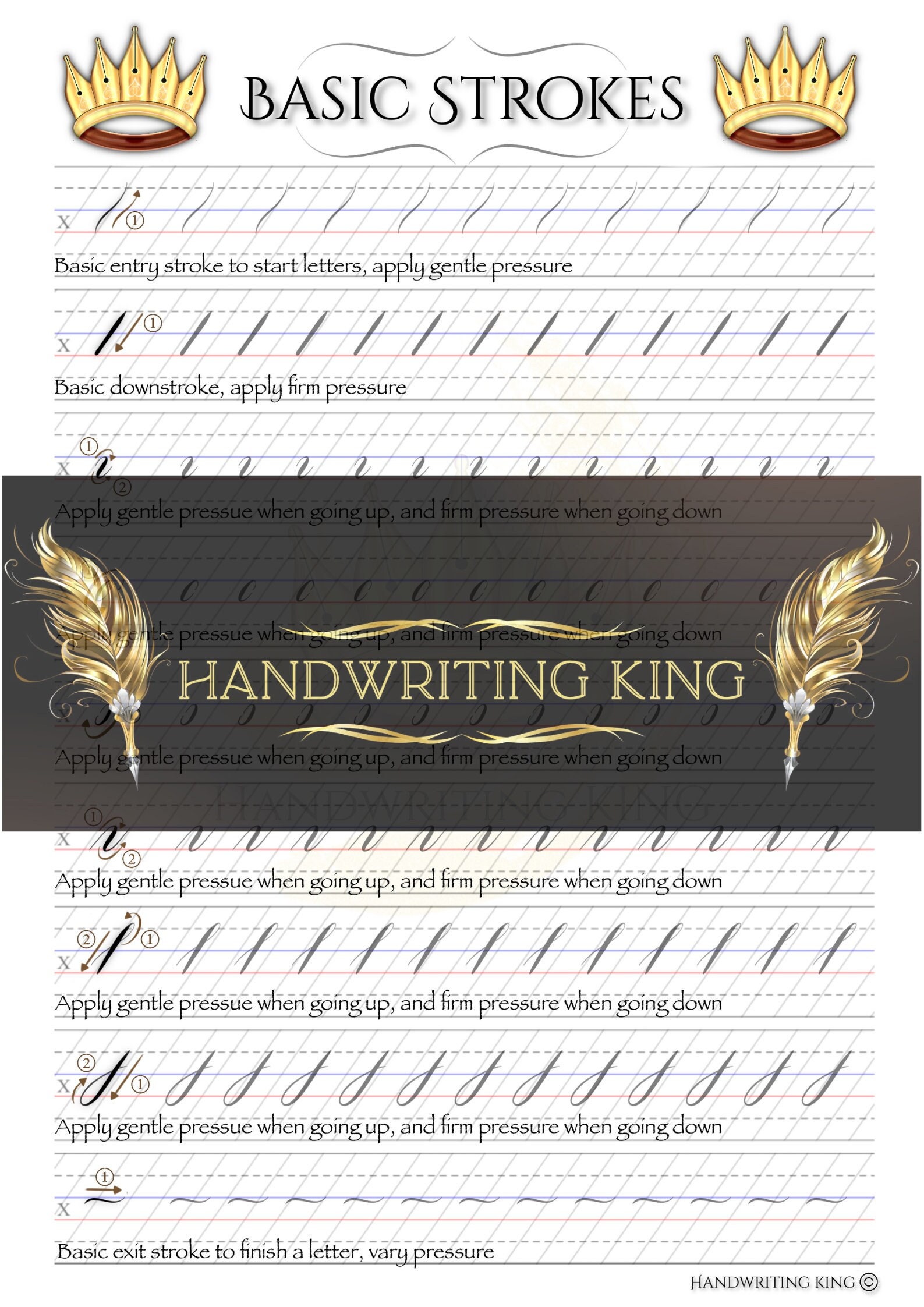 Calligraphy Practice Sheet - Basic Strokes - Etsy