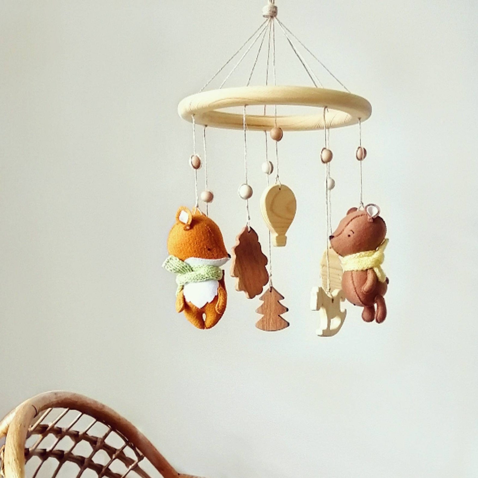 Baby mobile Baby mobile woodland Baby mobile wood Crib Etsy