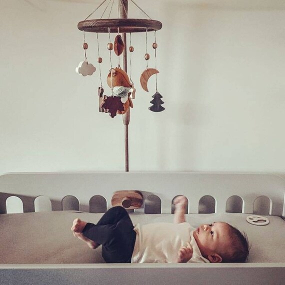 Natural Wood Mobile Arm Baby Crib Mobile Holder Baby Etsy