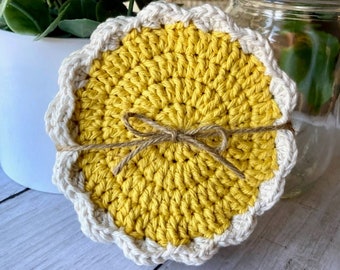 Crochet PATTERN: Farmhouse Coasters | Easy Crochet Pattern PDF | Crochet Tutorial | Farmhouse Decor | Boho Decor | Kitchen Decor | Home Gift