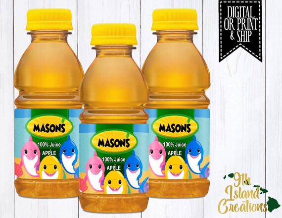 baby Shark birthday Baby Shark Mini Apple Juice Labels Printable