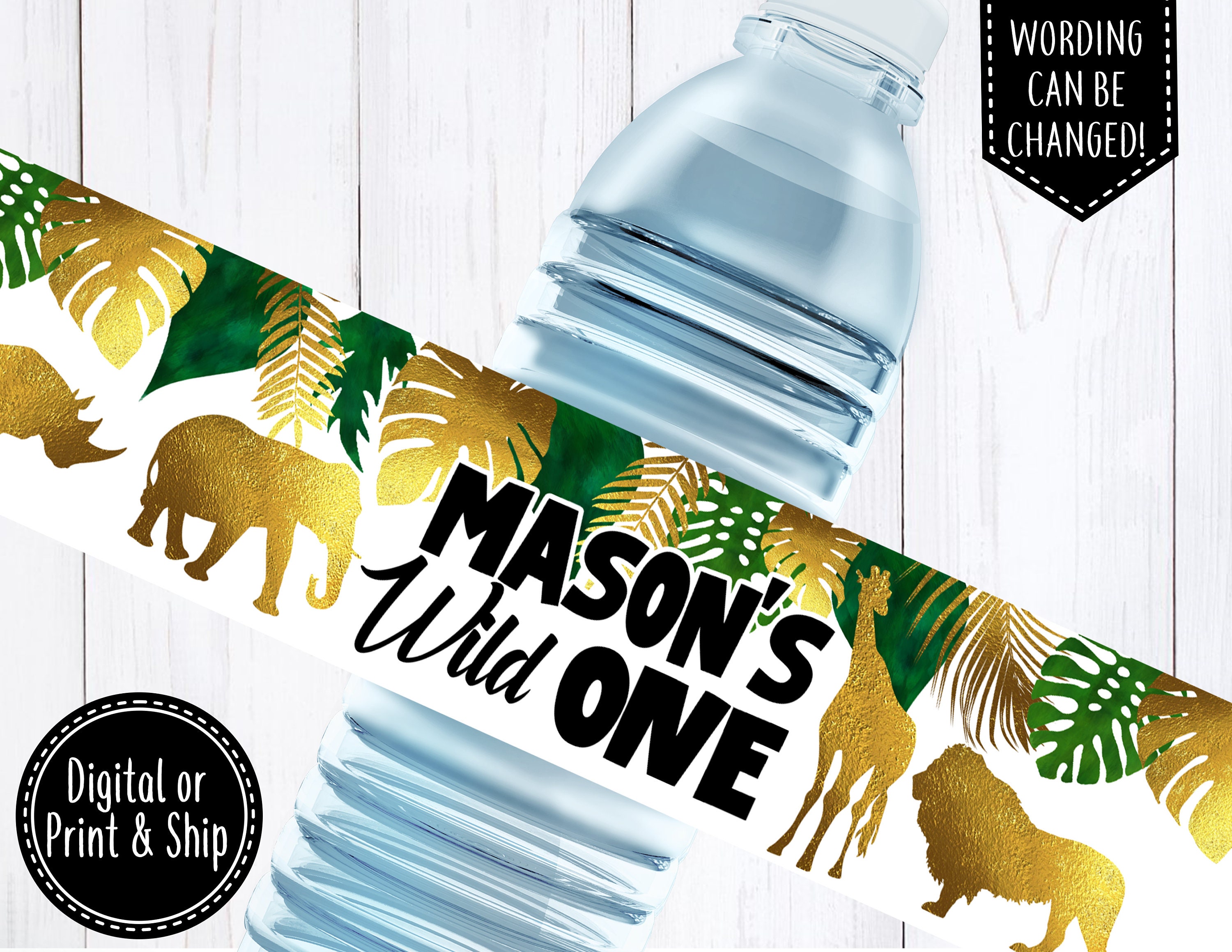 Safari Water Label Wild One Water Label Safari Birthday | Etsy