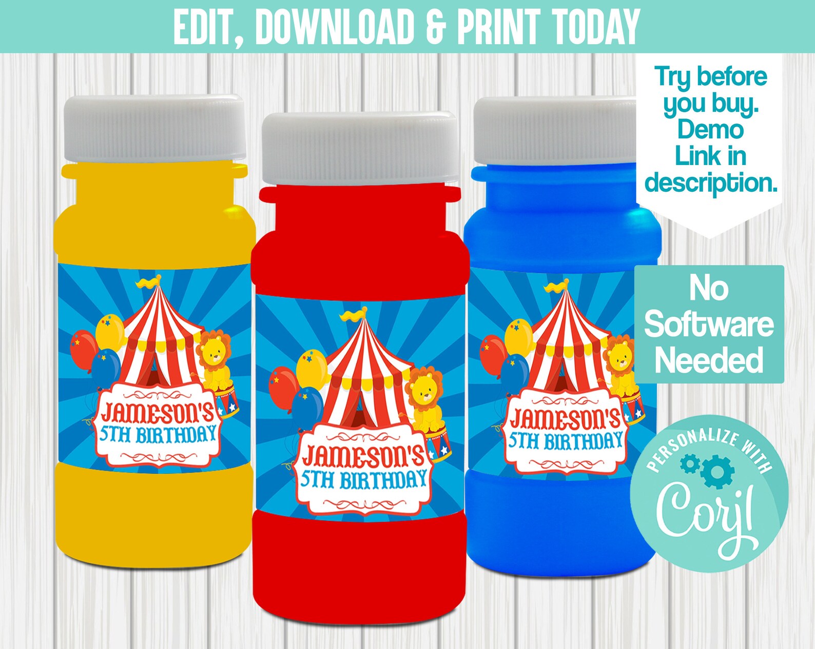 Editable Circus Bubble Label Carnival Bubble Label Circus Etsy