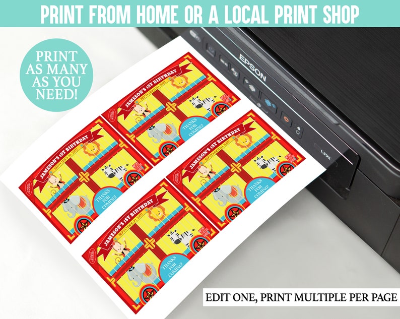 Editable Circus/carnival Animal Cracker Label Instant Etsy