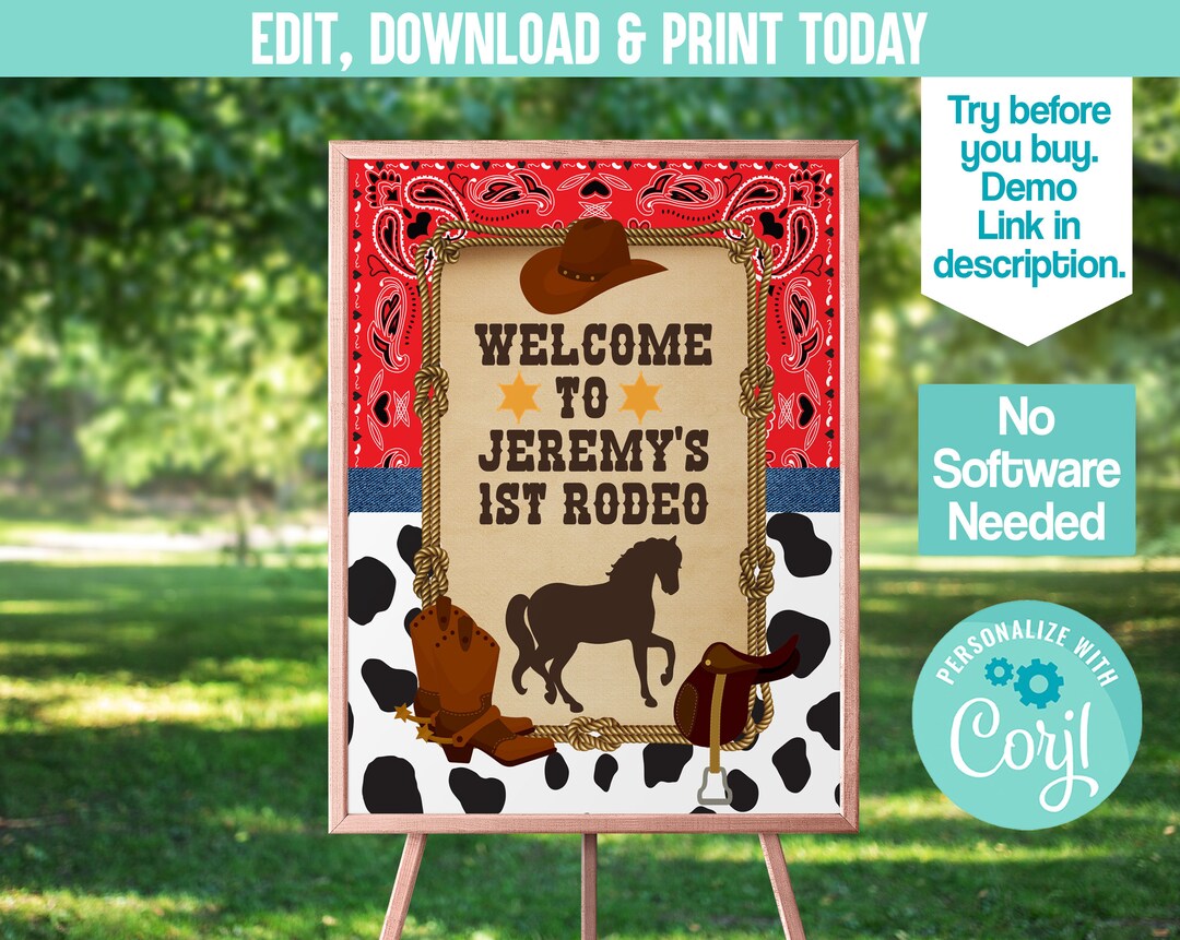 Editable Cowboy Welcome Sign Diy Printable Cowboy Sign - Etsy