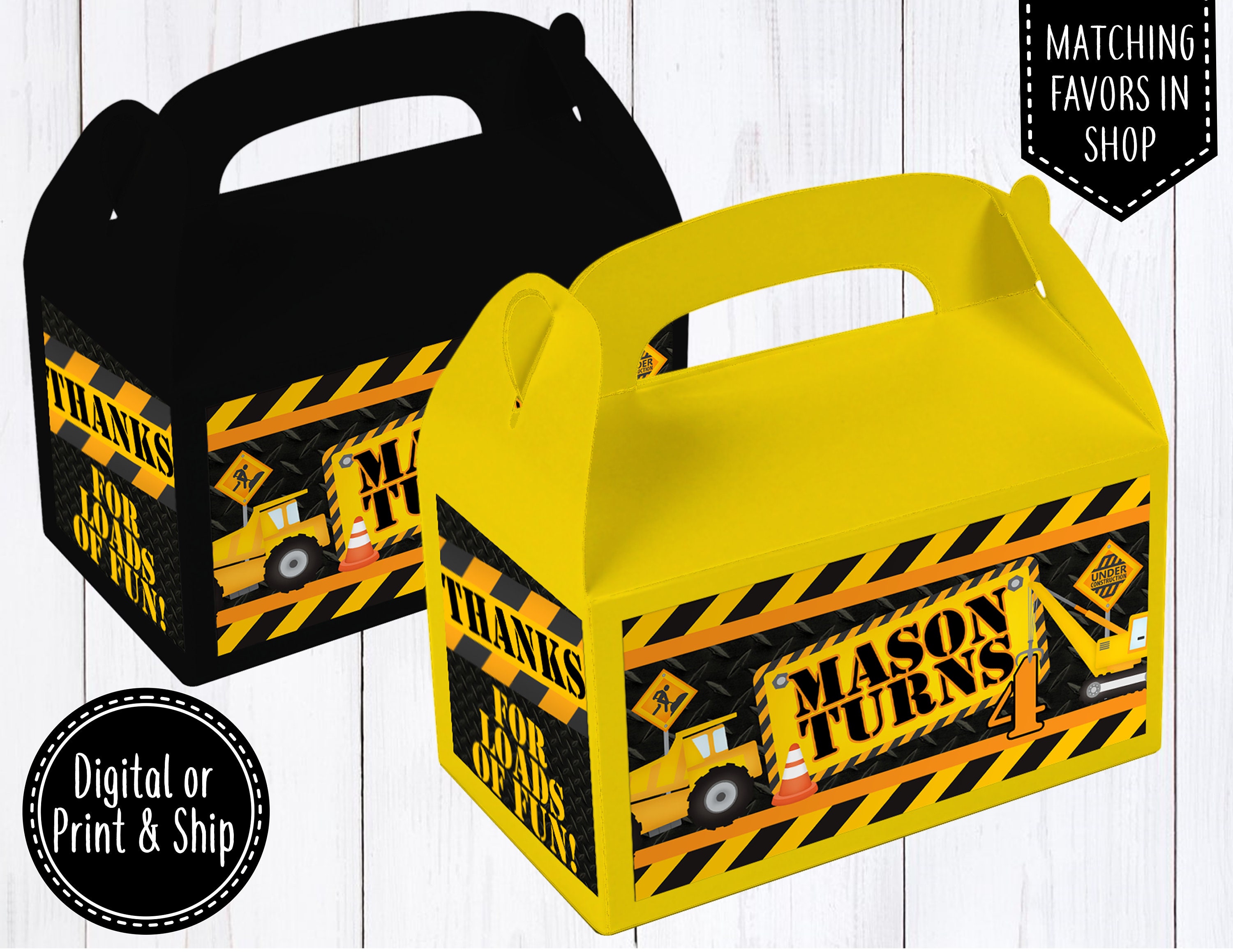 Construction Favor Box Construction Birthday Construction Etsy