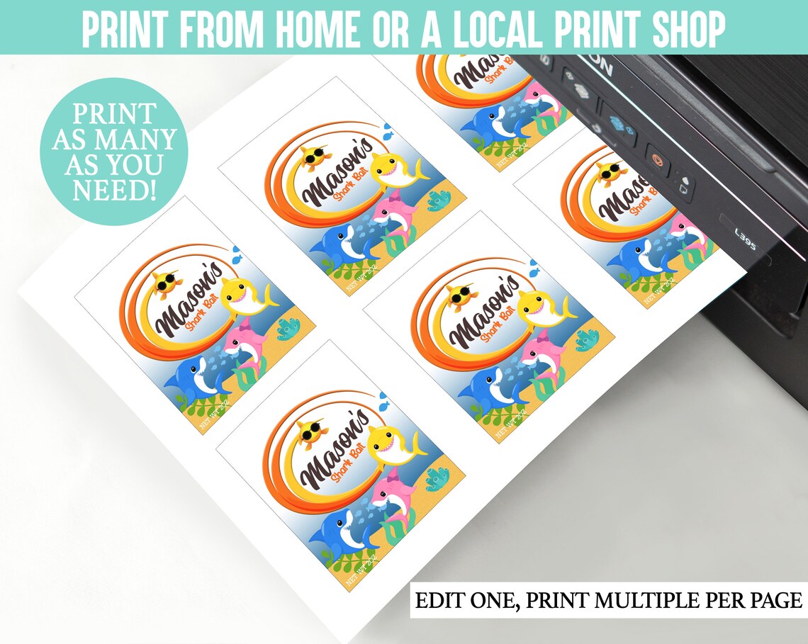 Editable Shark Baked Cracker Snacks Shark Party Favor Shark Etsy