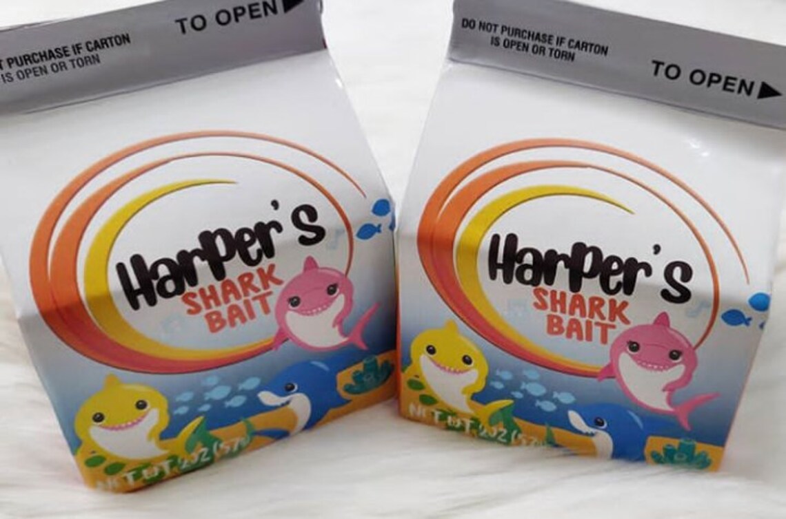 Editable Shark Baked Cracker Snacks Shark Party Favor Shark Etsy