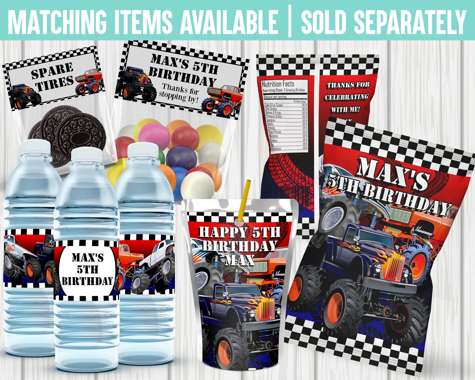 Editable Monster Truck Topper/ Monster Truck Printable/ | Etsy