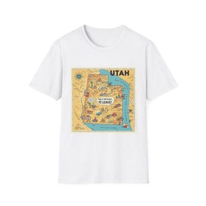 Retro Utah Karte Unisex Softstyle T-Shirt, Abenteuer T-Shirt, Reisegeschenk, Kartenliebhaber Shirt, Souvenir T-Shirt, Outdoorsy Wear