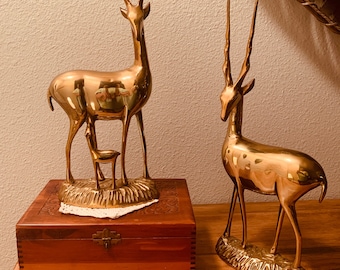 Vintage Brass Deer Exotic Gezelle Statues