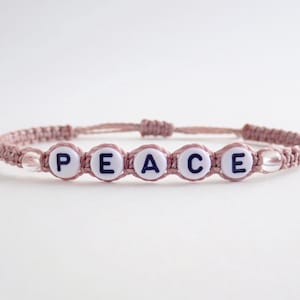 Pulsera de la paz / pulsera de la amistad, pulsera de macramé, cuarzo transparente, pulsera de taylor swift, pulsera de eras tour, regalos swiftie