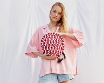 Designer Fashion Backpack WAVES - Handmade Cotton Canvas Bag with Stylish and Colourful Design