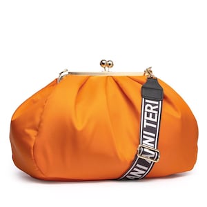 Große Rahmentasche, Wolkentasche, Orange Kiss-Lock-Tasche, Orange Crossbody-Tasche, Reisetasche, Clip-Rahmen-Tasche, Top-Verschluss-Tasche, Vintage-inspirierte Tasche