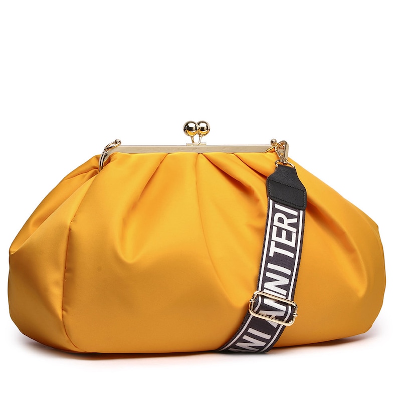 Exclusive Handmade Frame Clutch Nylon Yellow Large Handbag Etsy