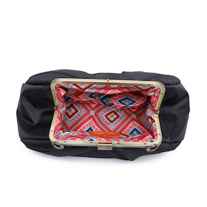 Zwarte clutch met frame, zwarte crossbody-tas, zwarte tas met sluiting, zwarte tas met gesp, retro-stijl portemonnee, Kiss Lock-tas, zwarte schoudertas