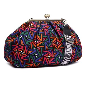 Handmade Cotton Frame Clutch: Retro Kiss Lock Crossbody Bag