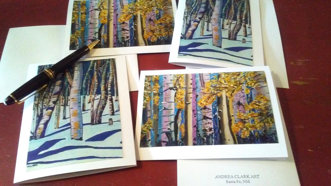 Aspen Tree Cards 4 Card Set Aspen Cards Southwest Art Etsy