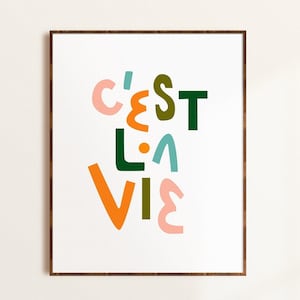 C&#39;est La Vie Wall Art, French Quote Print, Typography Printable, Minimalist Inspirational Poster, Trendy French Saying, Downloadable Quote