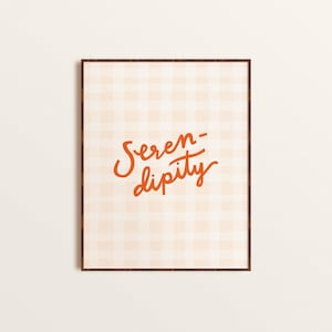 Serendipity Typography Print, Red and Pink Saying, Movie Quote Print, Minimalist Inspirational Poster, Handwritten Word, Downloadable Quote