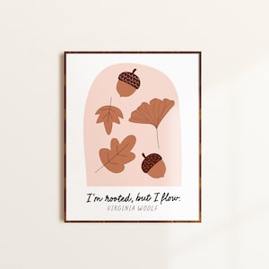 Impresión de cita de otoño de Virginia Woolf, arte de pared imprimible, arte de hojas de otoño, decoración de otoño neutral, regalo para el lector, cartel de refranes de caligrafía de otoño