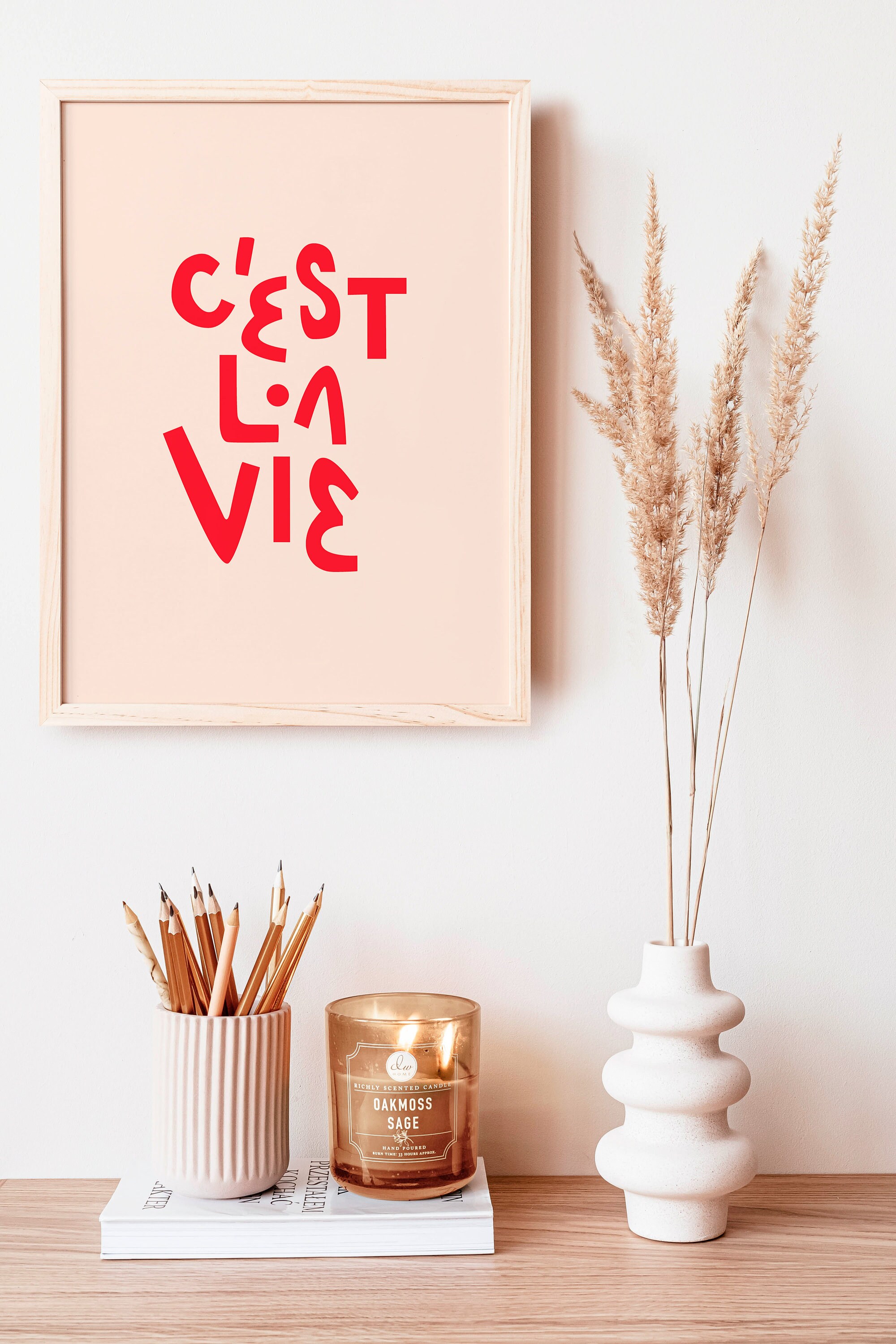 C'est La Vie Wall Art French Quote Printable Red and Etsy