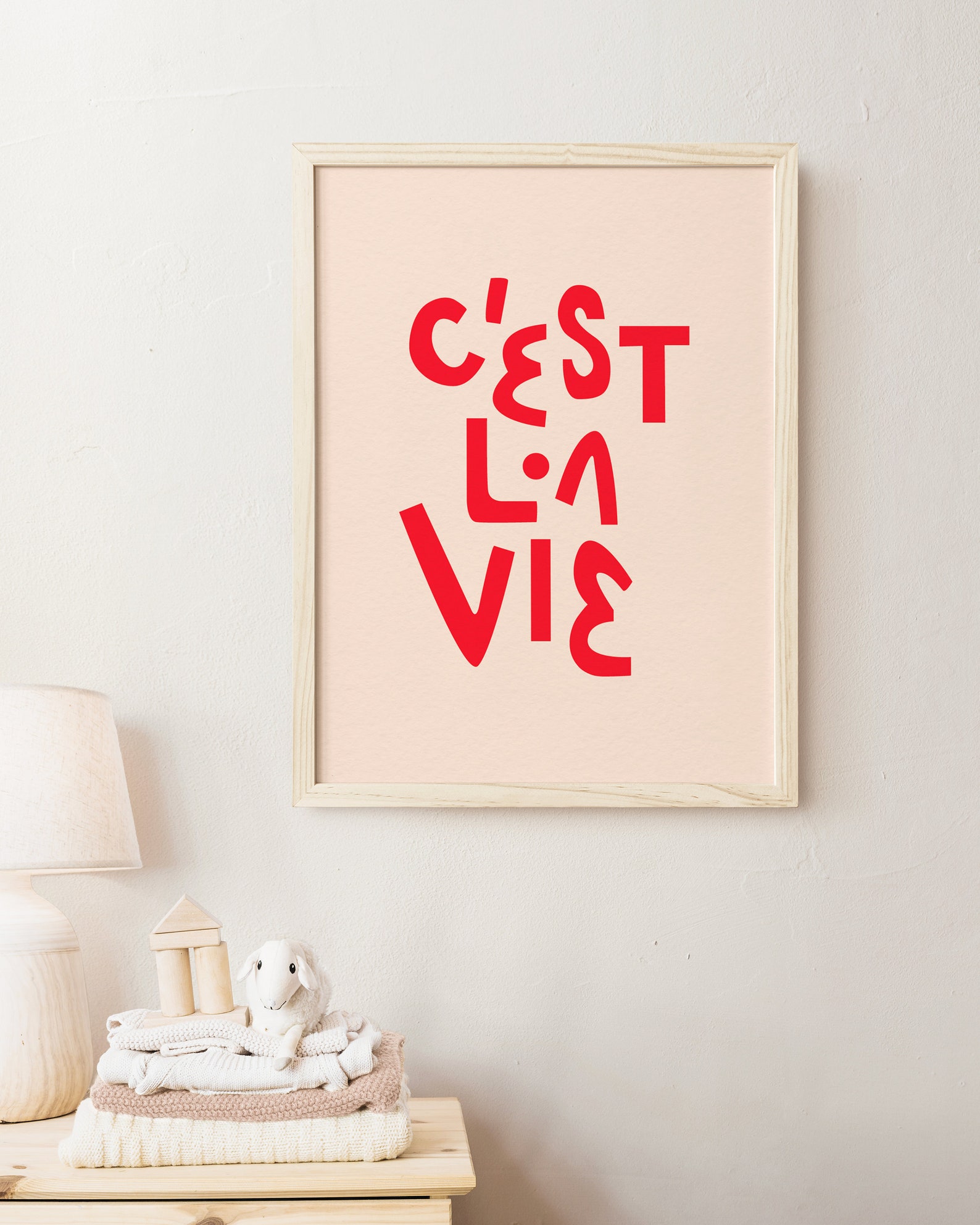 C'est La Vie Wall Art French Quote Printable Red and Etsy