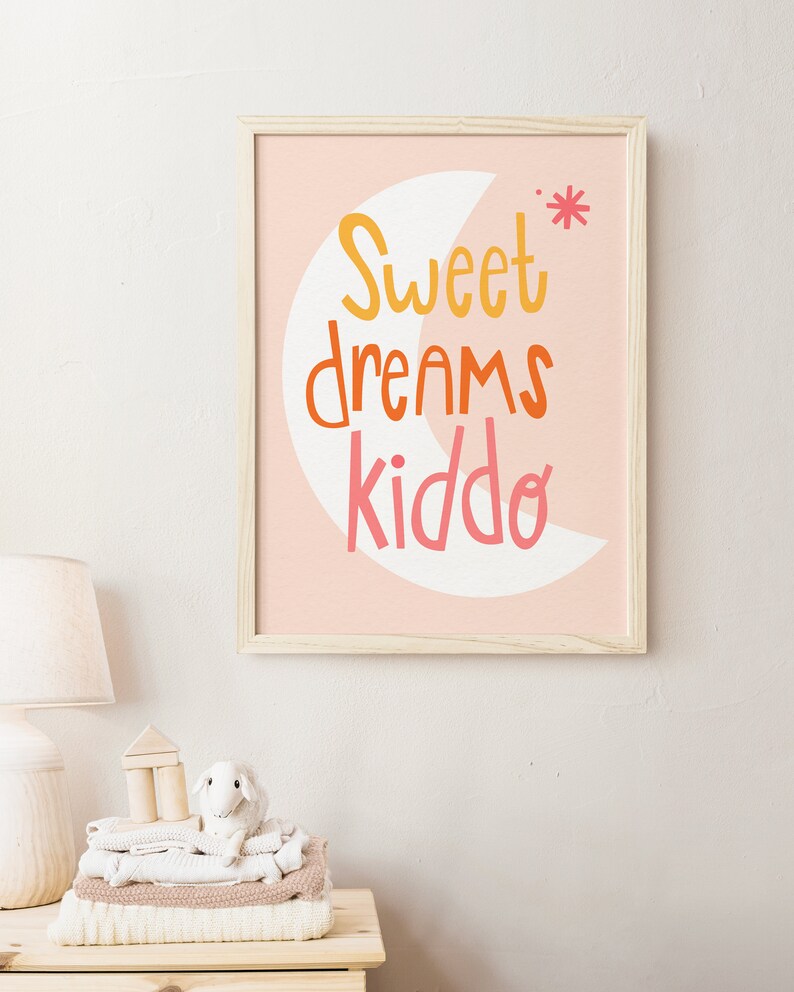 Sweet Dreams Sign Printable Children Wall Art Moon and Stars Etsy